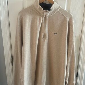 Vineyard Vines Men's Beige Quarter-Zip Pullover